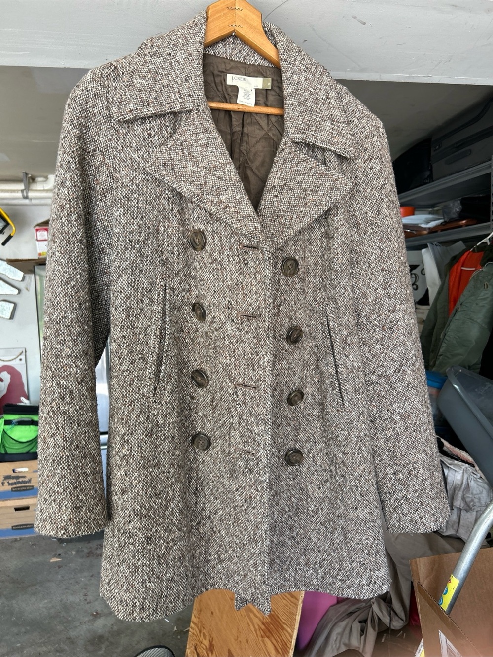 J. Crew Brown Tweed Double-Breasted Pea Coat - Picture 2 of 8